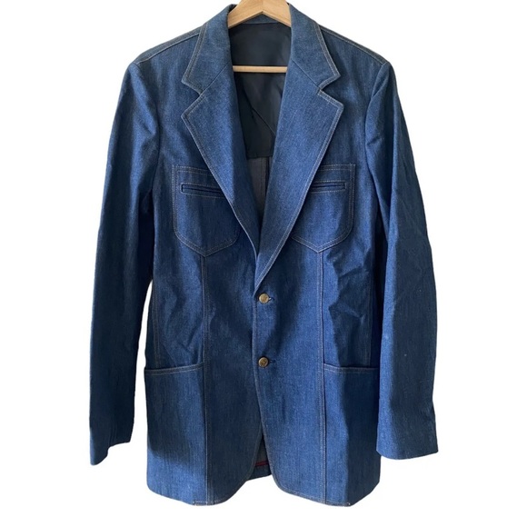 vintage 70s lee denim blazer size 40r - Picture 1 of 10